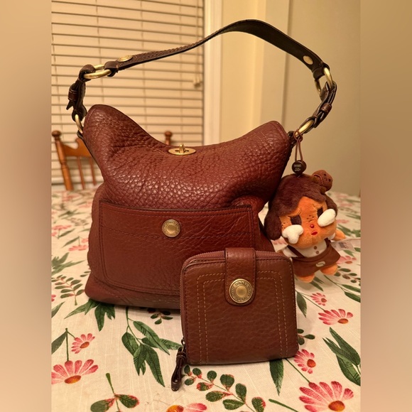 Coach Handbags - Coach Chelsea Turnlock Soft Milled Brown Pebbled Leather Hobo Bag with Wallet
